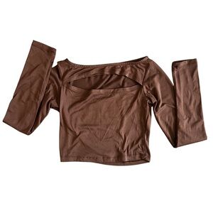 Brown Long Sleeve Crop Top